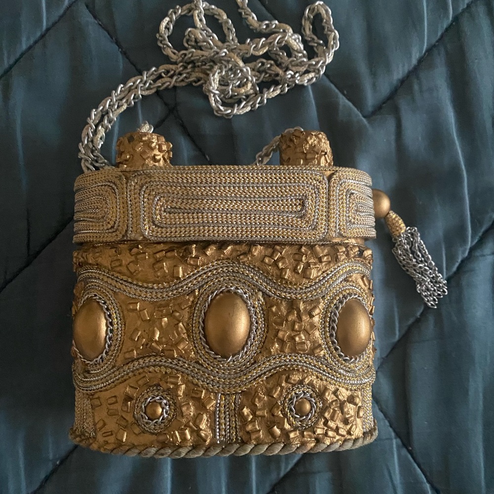Mary Frances Gold Baroque Clutch vintage bag